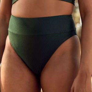 Aerie Ribbed Shine High Cut Cheeky Bikini Bottom